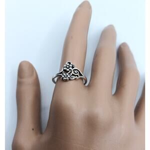 Floral Stainless Steel Band Ring Size 9.25 Silver Polished